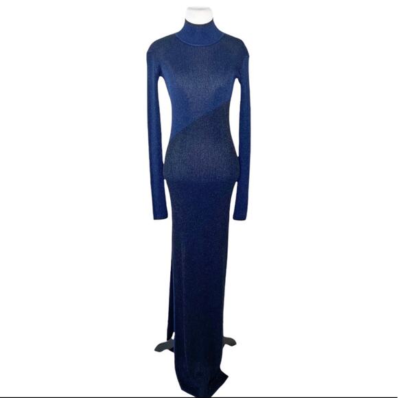 La Ligne Mel Two-Tone Metallic Ribbed Knit Dress - Picture 4 of 8